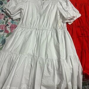 Elegant White Eyelet Dress Medium Size